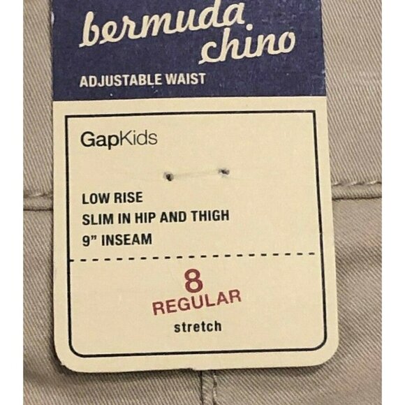 New GAP Kids Girls Tan Khaki Long Bermuda Chino Shorts Adjustable Waist 8 - Picture 3 of 5